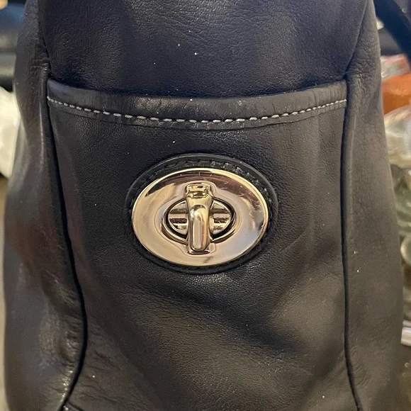 Coach Black Leather Pleated Tote with Adjustable Straps - Picture 7 of 8